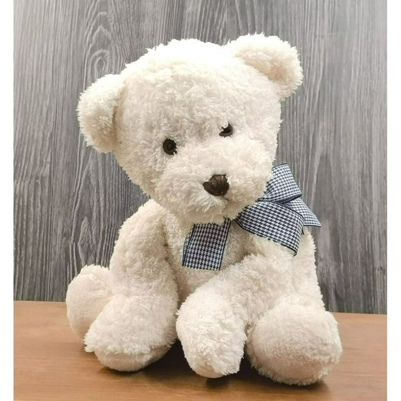 Circo 2008 Animal Adventure Sitting Teddy Bear Blue White Gingham Bow - Picture 1 of 11